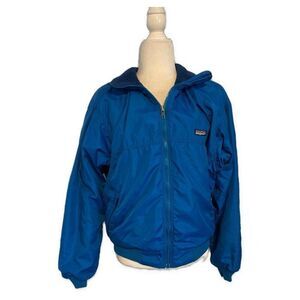Patagonia Womens Solid Blue Long Sleeve Fleece Nylon Windbreaker Jacket Small